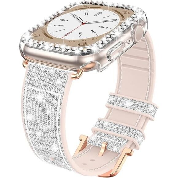 Bling Silicone Band Case for Apple Watch 45mm 44mm 41mm 40mm 38mm - Picture 8 of 8